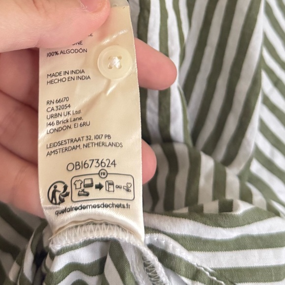 Anthropologie Maeve Bennet Boyfriend Oversized Button Down Green stripe - Picture 5 of 5